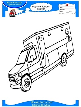 Çocuklar İçin Ambulans Boyama Sayfaları 